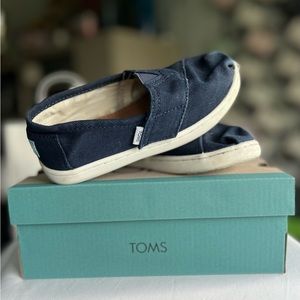 Toms navy blue slip ons toddler size 10.